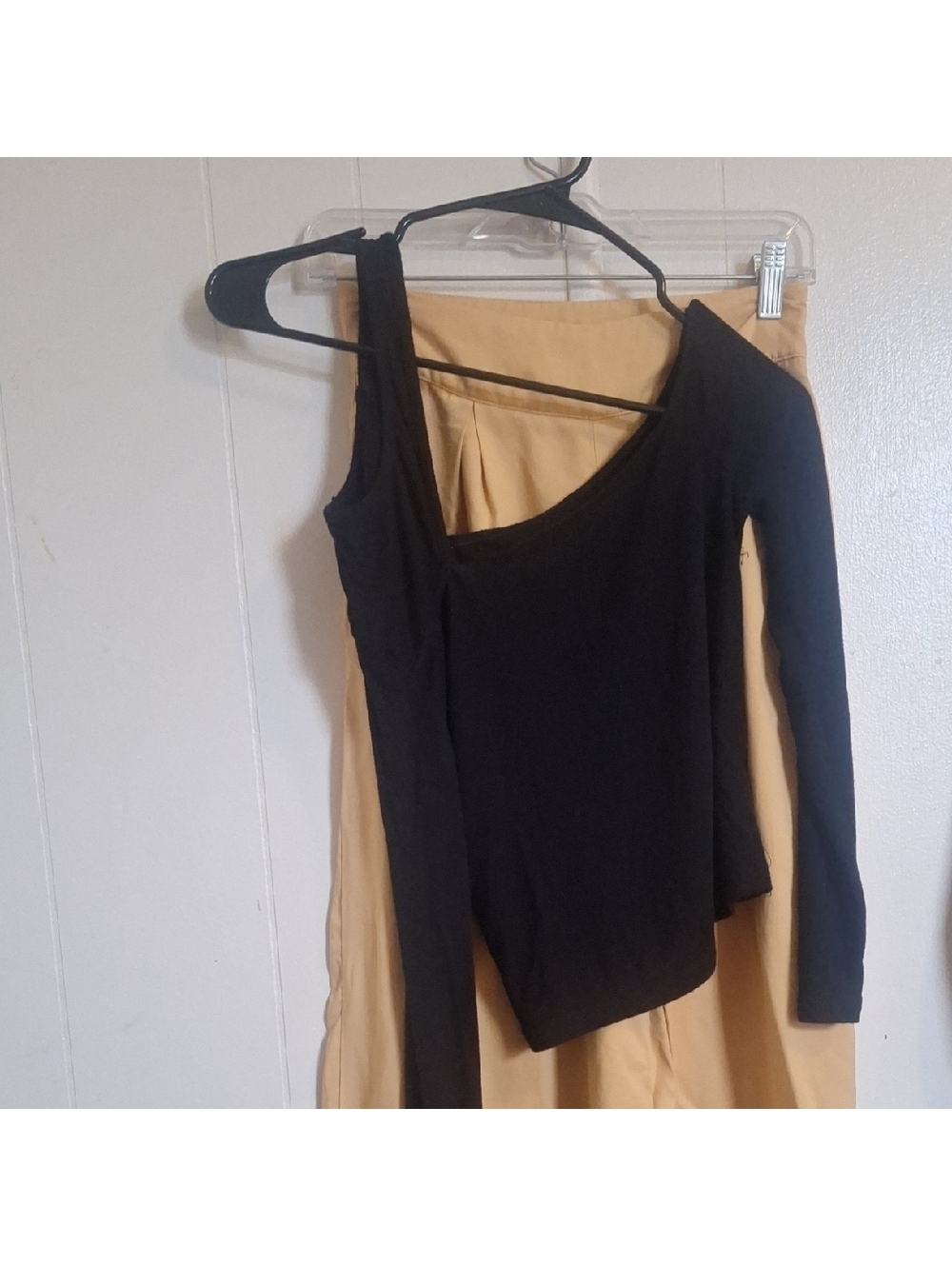 Black Asymmetrical Long Sleeve Top